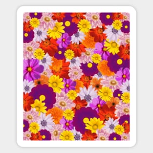 Beautiful Purple Orange Flower Pattern Sticker